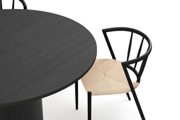 Kopparbo Runt Matbord 130 cm med 4 Winston Matstolar - Svart trä / Beige / Metallben Svart - Möbler - Bord & matgrupp - Matgrupp