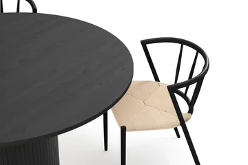 Kopparbo Runt Matbord 130 cm med 4 Winston Matstolar - Svart trä / Beige / Metallben Svart - Möbler - Bord & matgrupp - Matgrupp