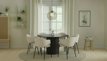 Kopparbo Runt Matbord 130 cm med 6 Filip Matstolar - Svart trä / Vit Bouclé - Möbler - Bord & matgrupp - Matgrupp