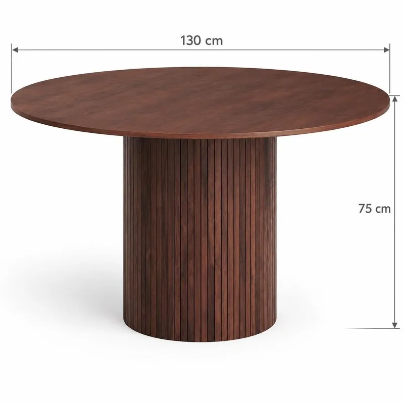 Kopparbo Runt Matbord 130 cm med Trä- och Valnötsutseende - Valnöt - Möbler - Bord & matgrupp - Matbord & köksbord