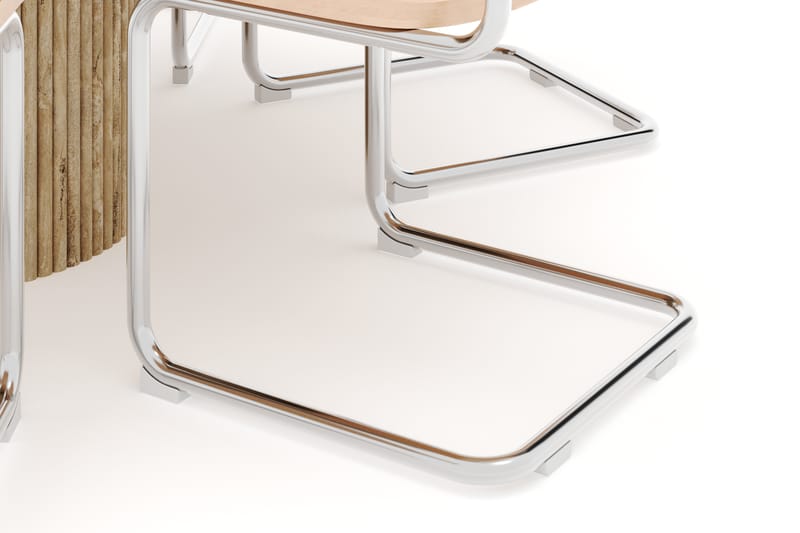 Kopparbo Runt Matbord 130cm Travetin utseende med 6 st Build Matstolar - Beige - Möbler - Bord & matgrupp - Matgrupp