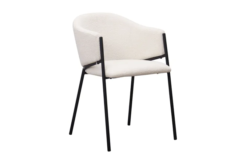 Kopparbo Runt Matbord 150 cm med 6 Filip Matstolar - Vit / Vit Bouclé - Möbler - Bord & matgrupp - Matgrupp