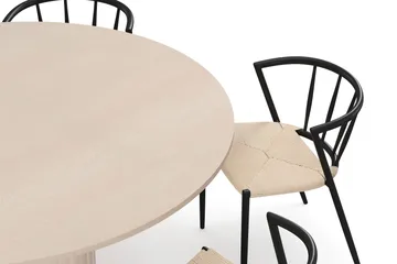 Kopparbo Runt Matbord 150 cm med 6 Winston Matstolar - Vit / Beige / Metallben Svart - Möbler - Bord & matgrupp - Matgrupp