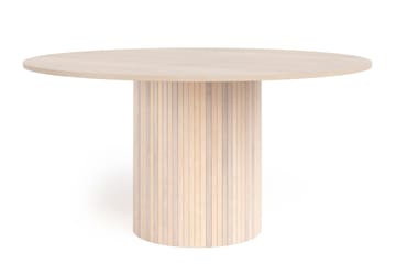 Kopparbo Runt Matbord 150 cm med 6 Winston Matstolar - Vit / Beige / Metallben Svart - Möbler - Bord & matgrupp - Matgrupp