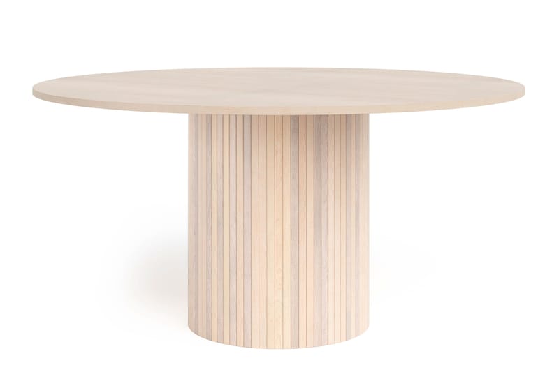Kopparbo Runt Matbord 150 cm med 6 Winston Matstolar - Vit / Beige / Metallben Svart - Möbler - Bord & matgrupp - Matgrupp