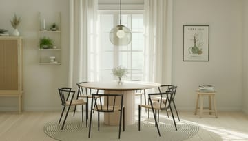 Kopparbo Runt Matbord 150 cm med 6 Winston Matstolar - Vit / Beige / Metallben Svart - Möbler - Bord & matgrupp - Matgrupp