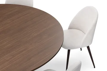 Kopparbo Runt Matbord 180 cm med 6 Nibe Plus Matstolar - Valnöt / Vit Bouclé / Metallben Valnöt - Möbler - Bord & matgrupp - Matgrupp