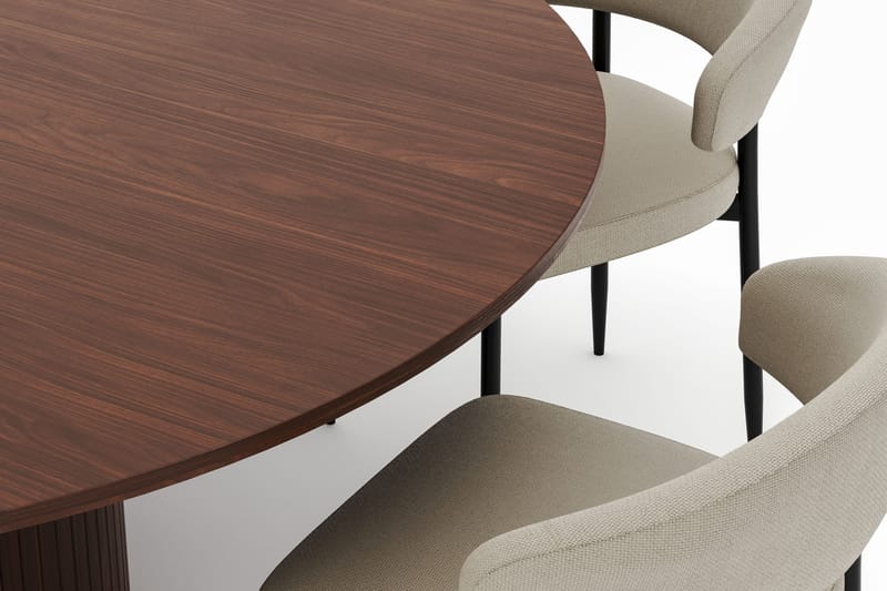 Kopparbo Runt Matbord 180 cm med 6 Sawako Stolar - Valnöt - Möbler - Bord & matgrupp - Matgrupp