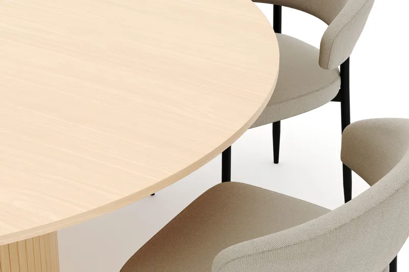 Kopparbo Runt Matbord 180 cm med 6 Sawako Stolar - Whitewash - Möbler - Bord & matgrupp - Matgrupp