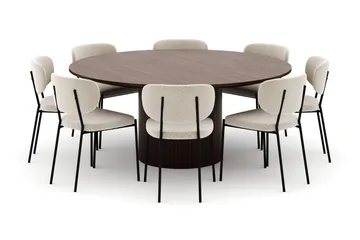 Kopparbo Runt Matbord 180 cm med 8 Gemmiano Stolar - Valnöt - Möbler - Bord & matgrupp - Matgrupp