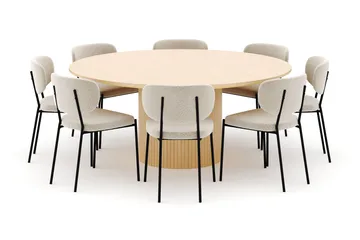 Kopparbo Runt Matbord 180 cm med 8 Gemmiano Stolar - Whitewash - Möbler - Bord & matgrupp - Matgrupp