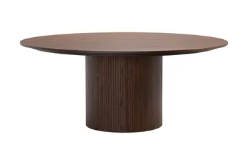 Kopparbo Runt Matbord 180 cm med 8 Nibe Plus Matstolar - Valnöt / Greige Bouclé / Metallben Valnöt - Möbler - Bord & matgrupp - Matgrupp