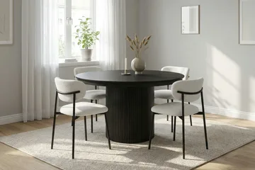Kopparbo Runt Matbord förlängningsbart 120-220 cm Fanér - Svart - Möbler - Bord & matgrupp - Matbord & köksbord