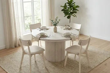 Kopparbo Runt Matbordförlängningsbart 120-220 cm Fanér - Vitlaserat - Möbler - Bord & matgrupp - Matbord & köksbord