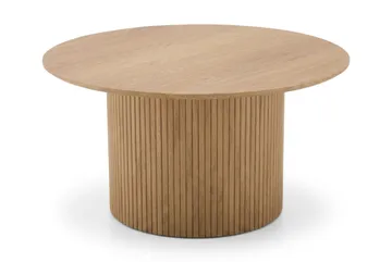 Kopparbo Runt Soffbord 85 cm med Trä- och Ekutseende, Ribbad Pelarfot och Tunn Bordsskiva - Natur - Möbler - Bord & matgrupp - Soffbord