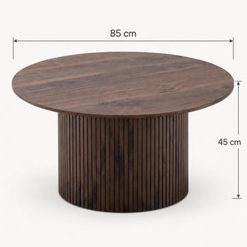 Kopparbo Runt Soffbord 85 cm med Trä- och Valnötsutseende, Ribbad Pelarfot och Tunn Bordsskiva - Brun - Möbler - Bord & matgrupp - Soffbord