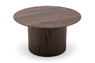 Kopparbo Runt Soffbord 85 cm med Trä- och Valnötsutseende, Ribbad Pelarfot och Tunn Bordsskiva - Brun - Möbler - Bord & matgrupp - Soffbord