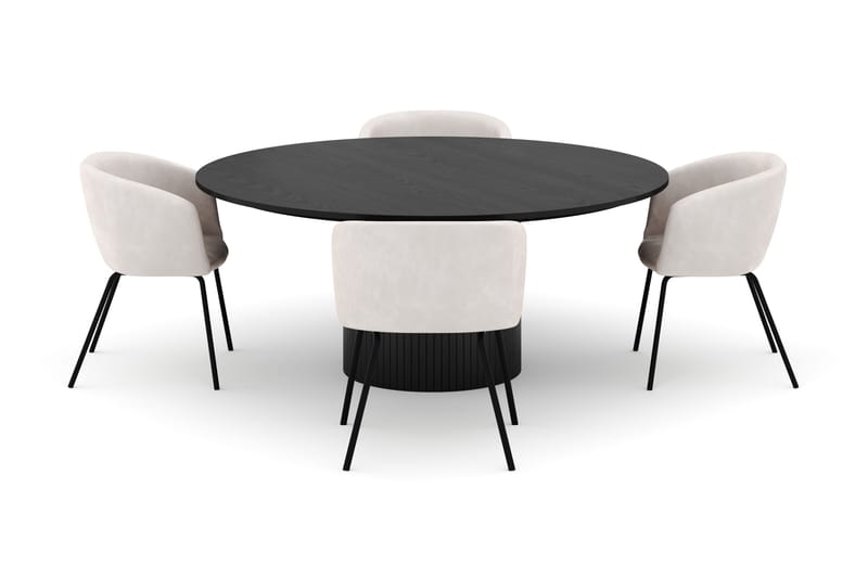 Kopparbo Runt Stort Matbord 180 cm med 4 Berit Stolar - Svart - Möbler - Bord & matgrupp - Matgrupp