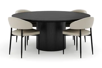 Kopparbo Runt Stort Matbord 180 cm med 4 Sawako Stolar - Svart - Möbler - Bord & matgrupp - Matgrupp