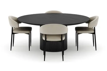 Kopparbo Runt Stort Matbord 180 cm med 4 Sawako Stolar - Svart - Möbler - Bord & matgrupp - Matgrupp