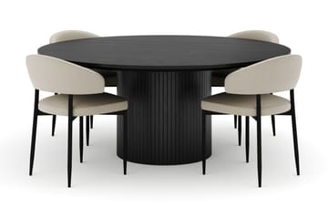 Kopparbo Runt Stort Matbord 180 cm med 4 Sawako Stolar - Svart - Möbler - Bord & matgrupp - Matgrupp