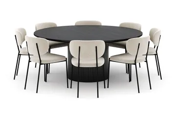 Kopparbo Runt Stort Matbord 180 cm med 8 Gemmiano Stolar - Svart - Möbler - Bord & matgrupp - Matgrupp
