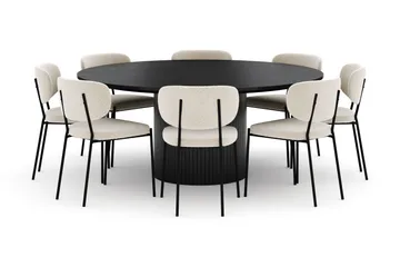 Kopparbo Runt Stort Matbord 180 cm med 8 Gemmiano Stolar - Svart - Möbler - Bord & matgrupp - Matgrupp