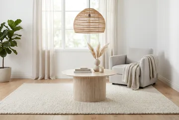 Kopparbo Soffbord Rund 85 cm med tunn bordsskiva - Travertin - Möbler - Bord & matgrupp - Soffbord