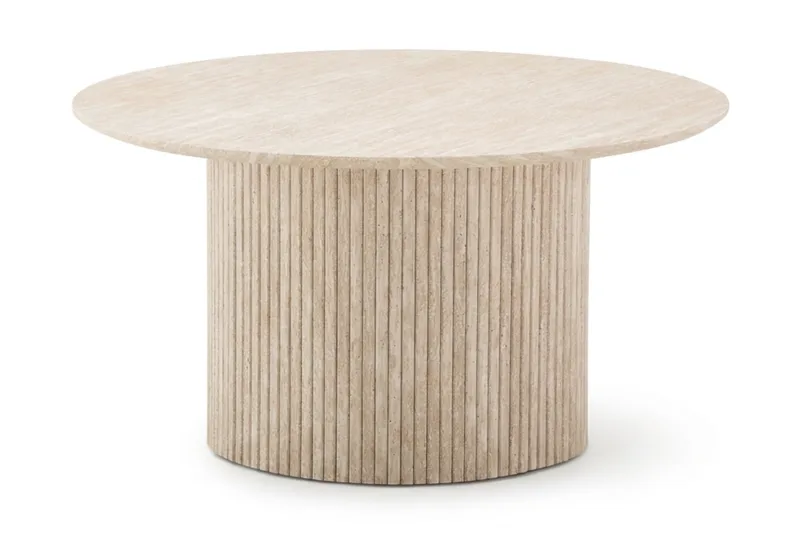 Kopparbo Soffbord Rund 85 cm med tunn bordsskiva, Travertin