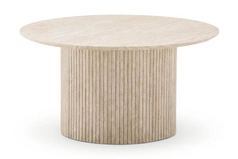 Kopparbo Soffbord Rund 85 cm med tunn bordsskiva - Travertin - Möbler - Bord & matgrupp - Soffbord