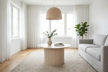Kopparbo Soffbord Rund 85 cm med tunn bordsskiva - Vitlaserad ek - Möbler - Bord & matgrupp - Soffbord