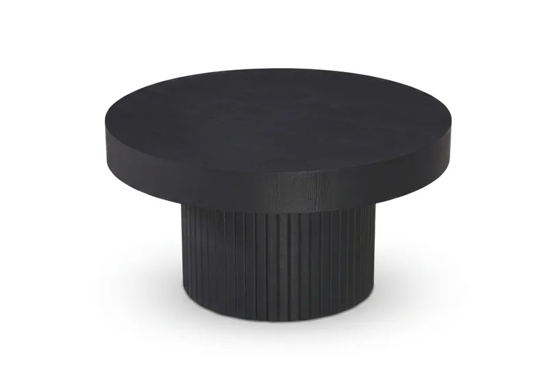 Kopparbo Soffbord Rund 85 cm tjock bordsskiva, Svartlaserad ek