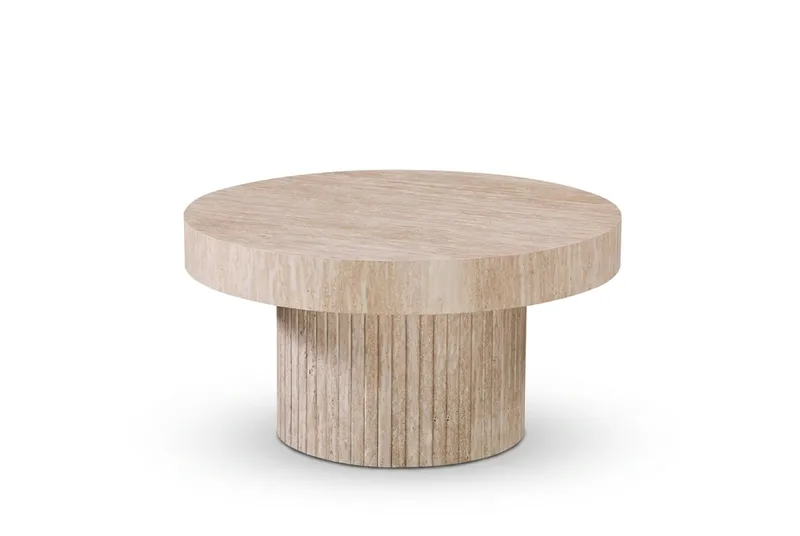 Kopparbo Soffbord Rund 85 cm tjock bordsskiva - Travertin - Möbler - Bord & matgrupp - Soffbord