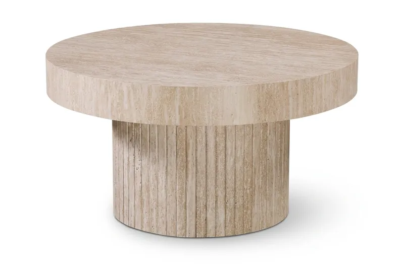 Kopparbo Soffbord Rund 85 cm tjock bordsskiva, Travertin