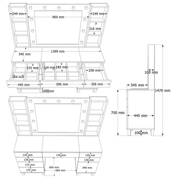 Koren Sminkbord 139,9x147x139,9 cm - Vit - Möbler - Bord & matgrupp - Sminkbord & toalettbord