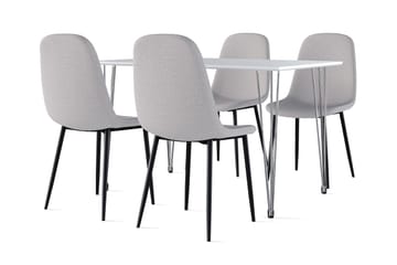 Kranstull Matbord 120 cm +  4 st Naira stol grå med svarta ben - Vit/Grå - Möbler - Bord & matgrupp - Matgrupp