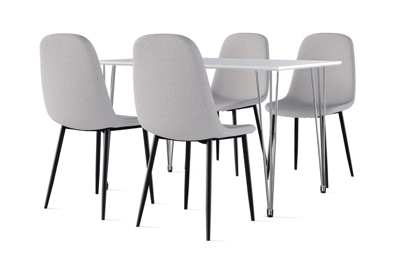 Kranstull Matbord 120 cm +  4 st Naira stol grå med svarta ben, Vit/Grå