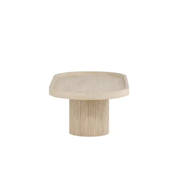Krille Ovalt Soffbord i Sten med Räfflade Pelarben - Beige - Möbler - Bord & matgrupp - Soffbord