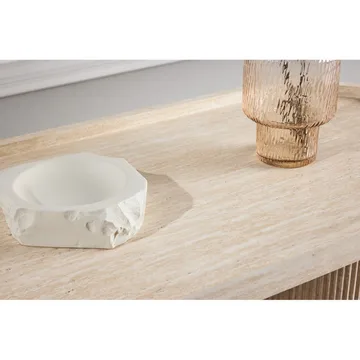 Krille Ovalt Soffbord i Sten med Räfflade Pelarben - Beige - Möbler - Bord & matgrupp - Soffbord
