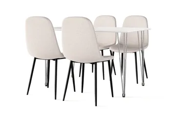 Kronblom Matbord 120 cm +  4 st Nibe stol beige med svarta ben - Vit/Beige - Möbler - Bord & matgrupp - Matgrupp