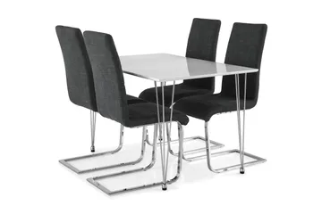 Kronblom Matgrupp 120 cm med 4 Cibus Stol - Vit/Krom/Grå - Möbler - Bord & matgrupp - Matgrupp