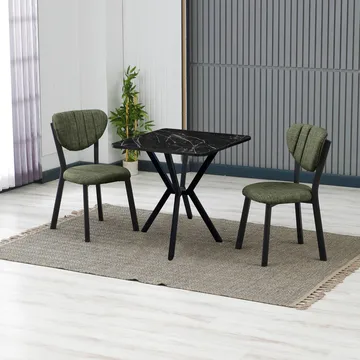 Krylor Matgrupp Bord + 2 Stolar 70 cm - Grön Svart - Möbler - Bord & matgrupp - Matgrupp