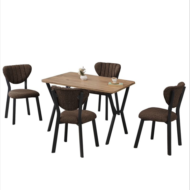 Krylor Matgrupp Bord 110 cm + 4 Stolar - Brun Och Valnöt - M öbler - Bord & matgrupp - Matgrupp