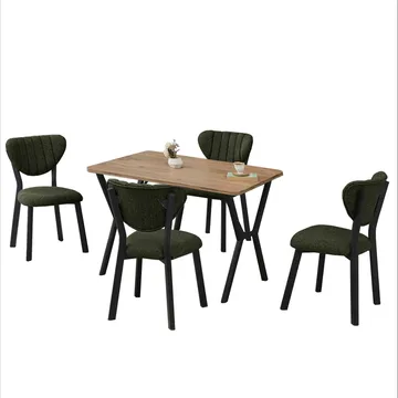 Krylor Matgrupp Bord 110 cm + 4 Stolar - Grön Och Valnöt - Möbler - Bord & matgrupp - Matgrupp