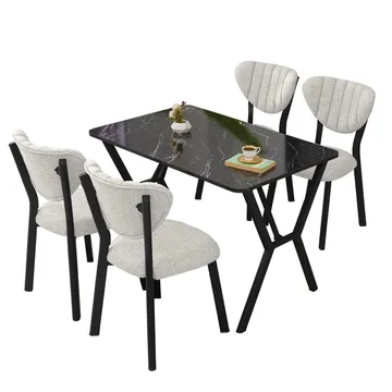 Krylor Matgrupp Bord 110 cm + 4 Stolar - Kräm Och Svart - Möbler - Bord & matgrupp - Matgrupp