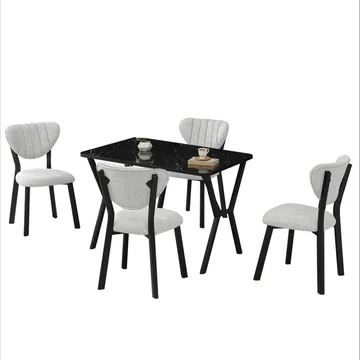 Krylor Matgrupp Bord 110 cm + 4 Stolar - Kräm Och Svart - Möbler - Bord & matgrupp - Matgrupp