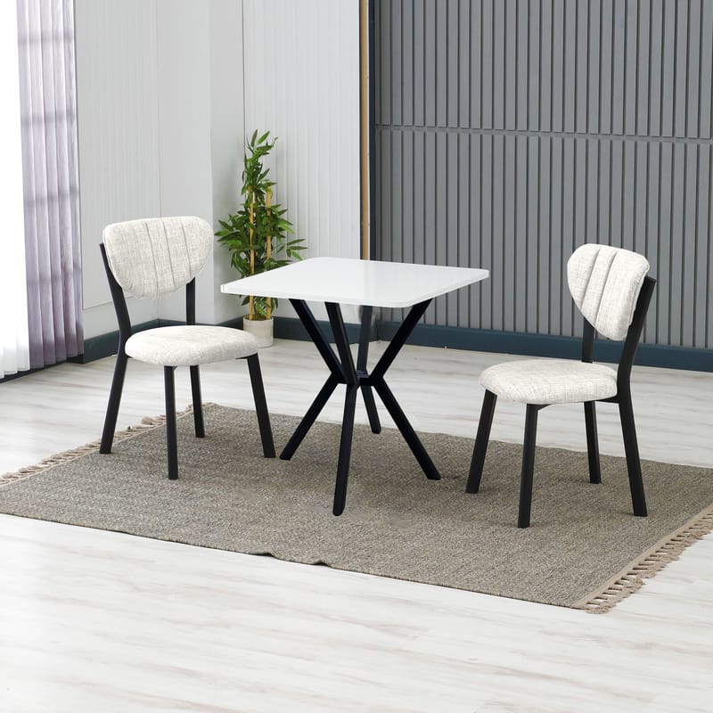 Krylor Matgrupp Bord 70 cm + 2 Stolar - Kräm Vit - Möbler - Bord & matgrupp - Matgrupp