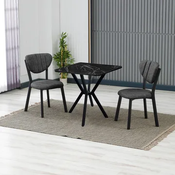 Krylor Matgrupp Bord 70 cm + 2 Stolar - Antracit/Svart - Möbler - Bord & matgrupp - Matgrupp