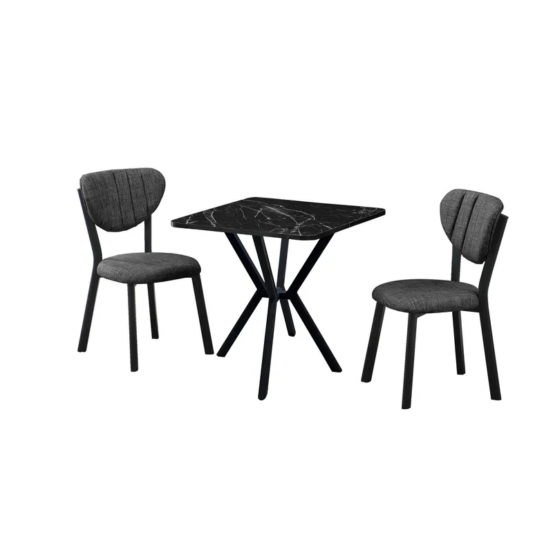 Krylor Matgrupp Bord 70 cm + 2 Stolar, Antracit/Svart