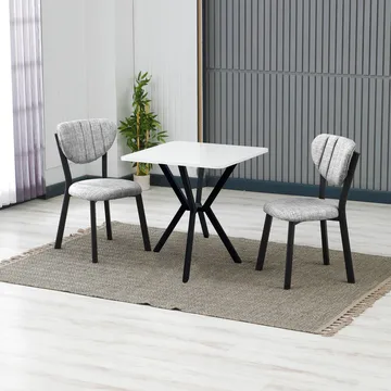 Krylor Matgrupp Bord 70 cm + 2 Stolar - Grå Vit - Möbler - Bord & matgrupp - Matgrupp